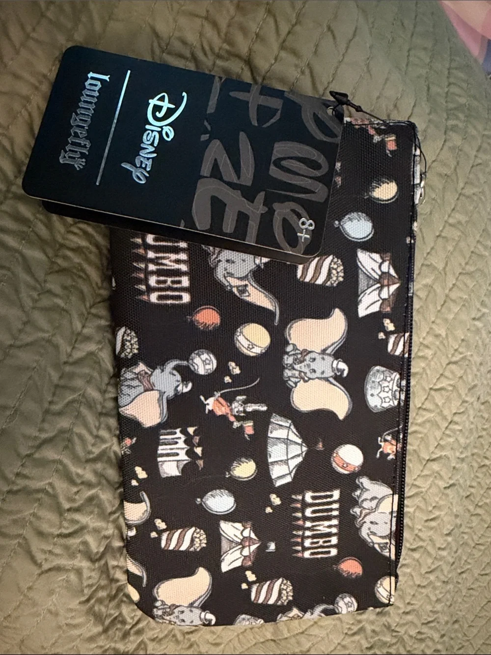 Disney Loungefly Dumbo Black Printed Pencil Case Or Cosmetic Bag Nwt